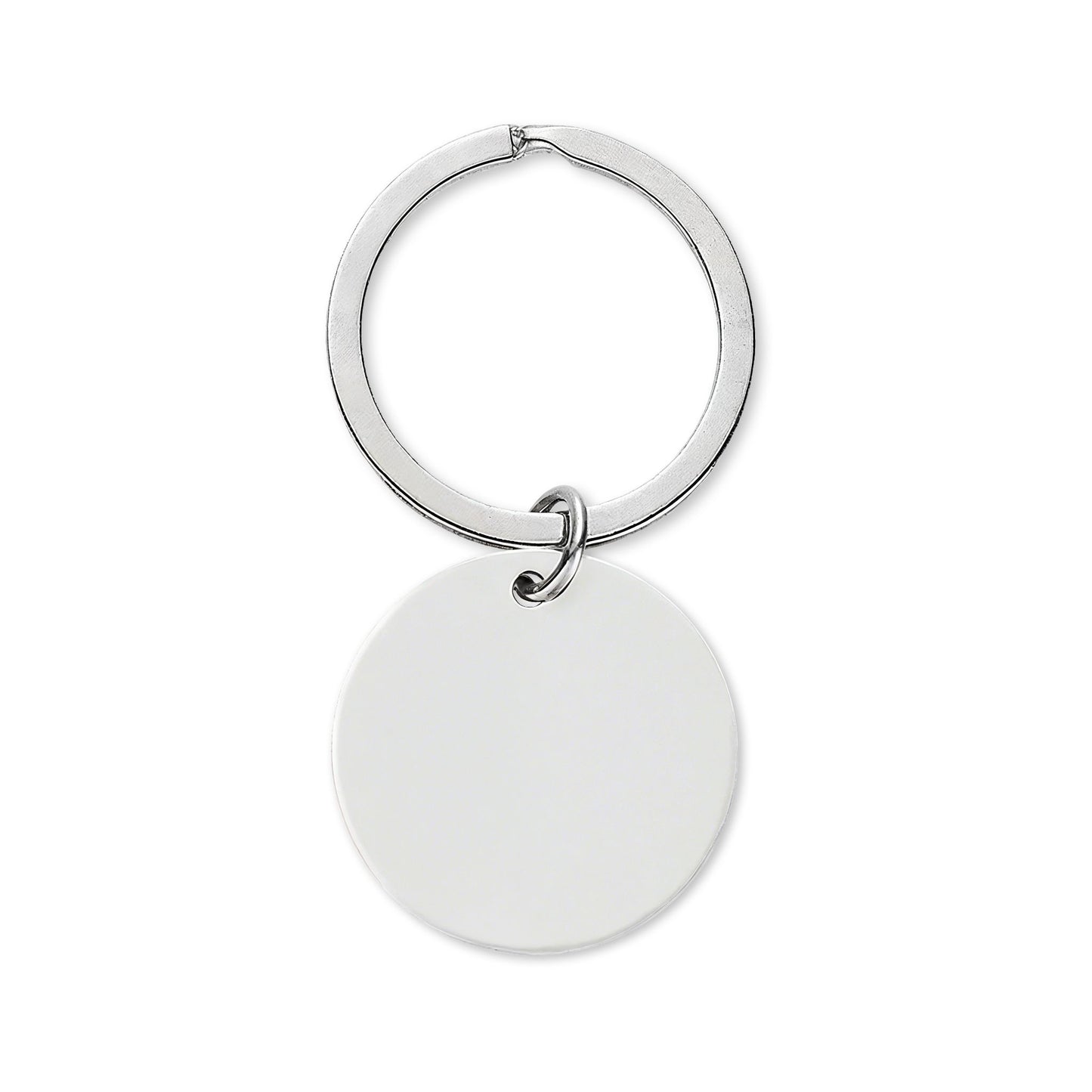 Engraved Stainless Steel Round Keychain — Heartbeat Paw Print Design