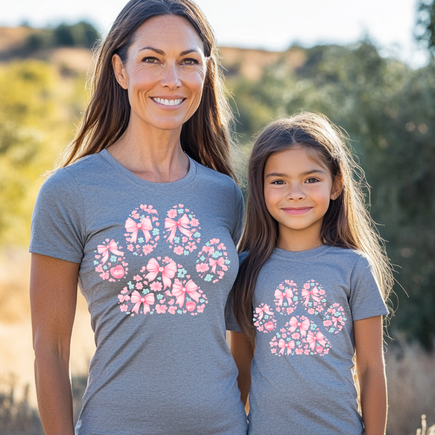 Floral Bow Paw Print Shirt β Dog Lover Tee